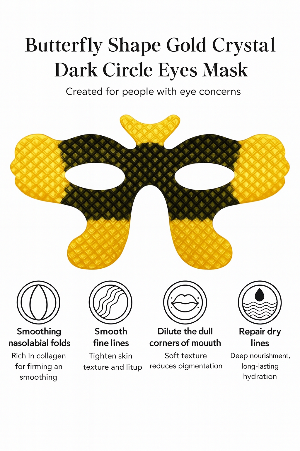 Overnight Glam Gold 360° Full-Coverage Butterfly Eye Mask (7 pack)